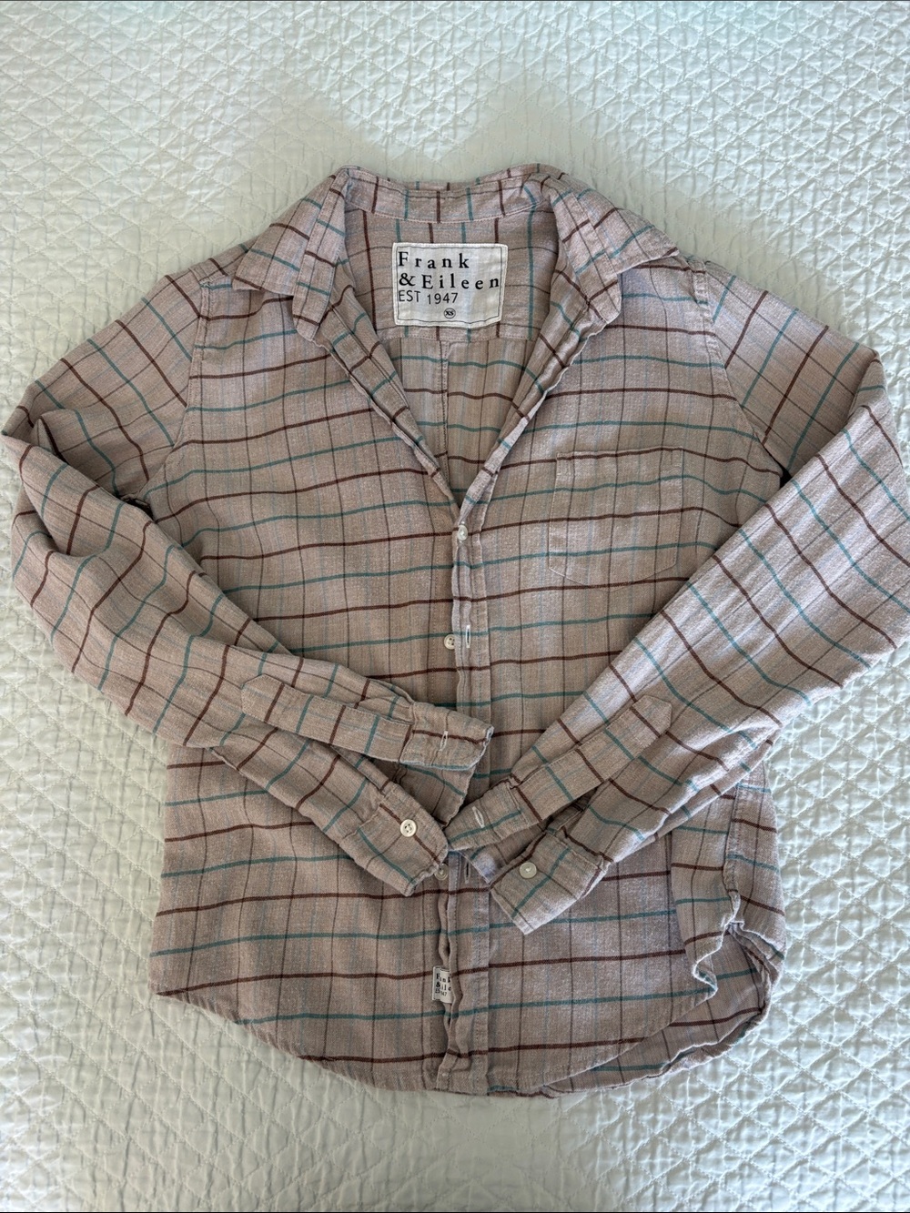 Frank & Eileen womens pinkish taupe cotton flannel size XS Barry